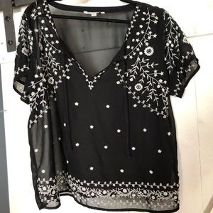 Sheer embroidered top